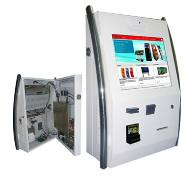 Τοποθετημένη μηχανή ένα τρόπος Bitcoin ATM περίπτερων LCD τοίχος με τον αναγνώστη RFID
