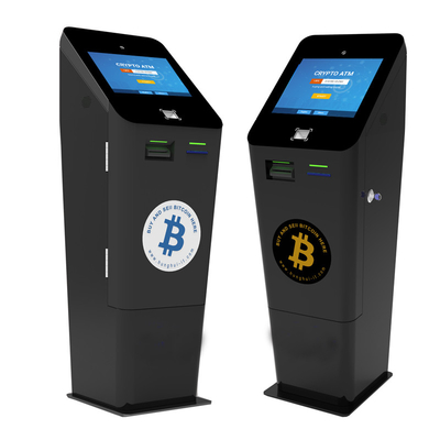 Χωρητικό περίπτερο Bitcoin ATM τράπεζας αφής με το τερματικό πληρωμής αποδεκτών κατάθεσης μετρητών